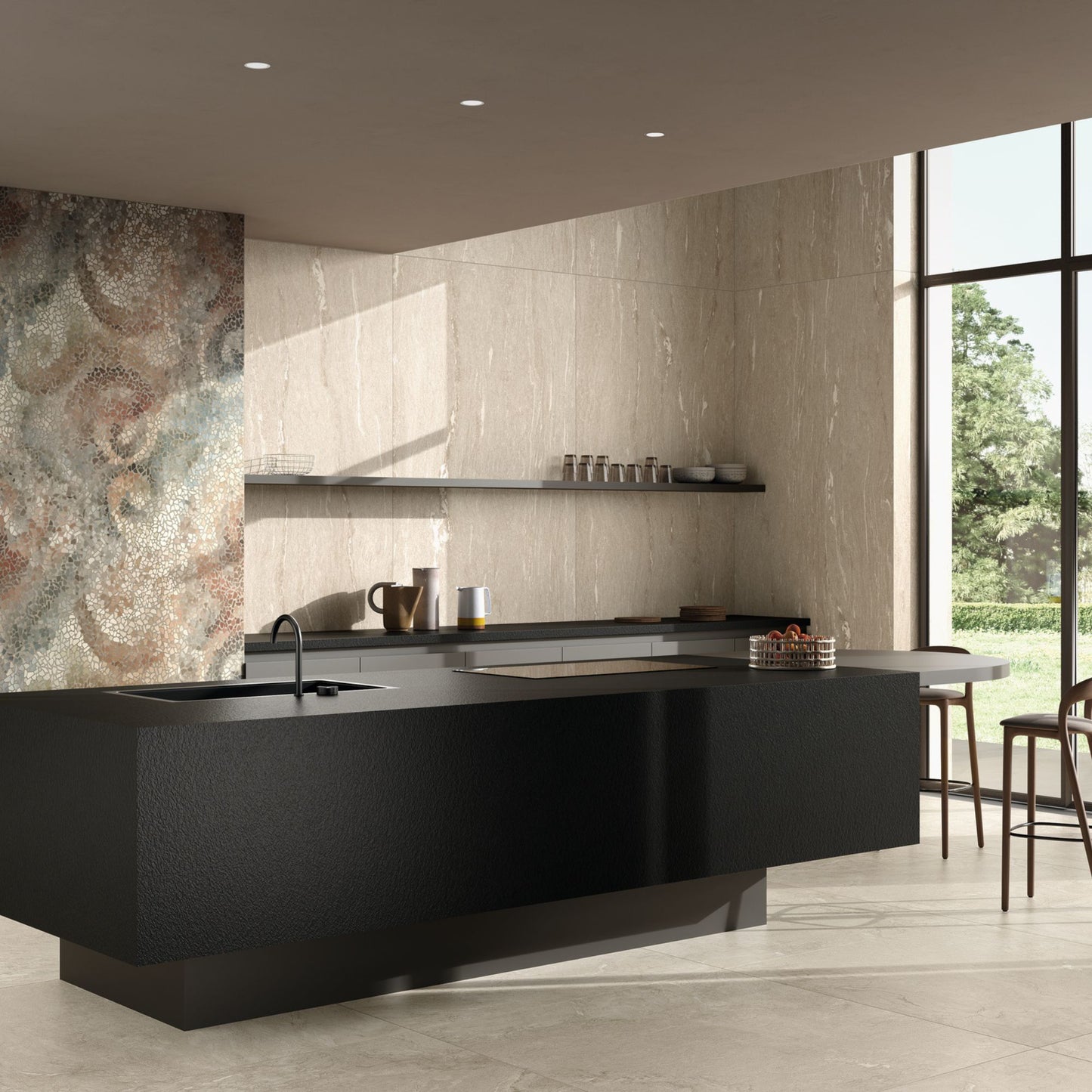 Gres porcellanato ALPINE FONDOVALLE per pavimenti interni effetto pietra con 3D Texture, finitura Real Matt e grandi formati