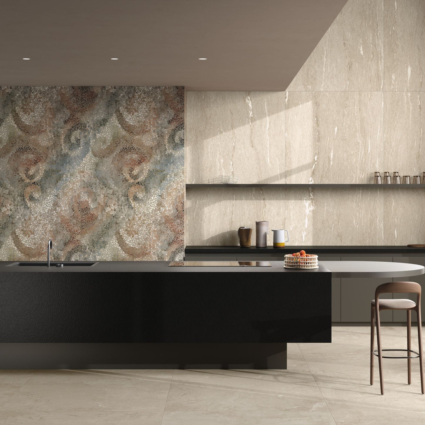 Gres porcellanato ALPINE FONDOVALLE per pavimenti interni effetto pietra con 3D Texture, finitura Real Matt e grandi formati