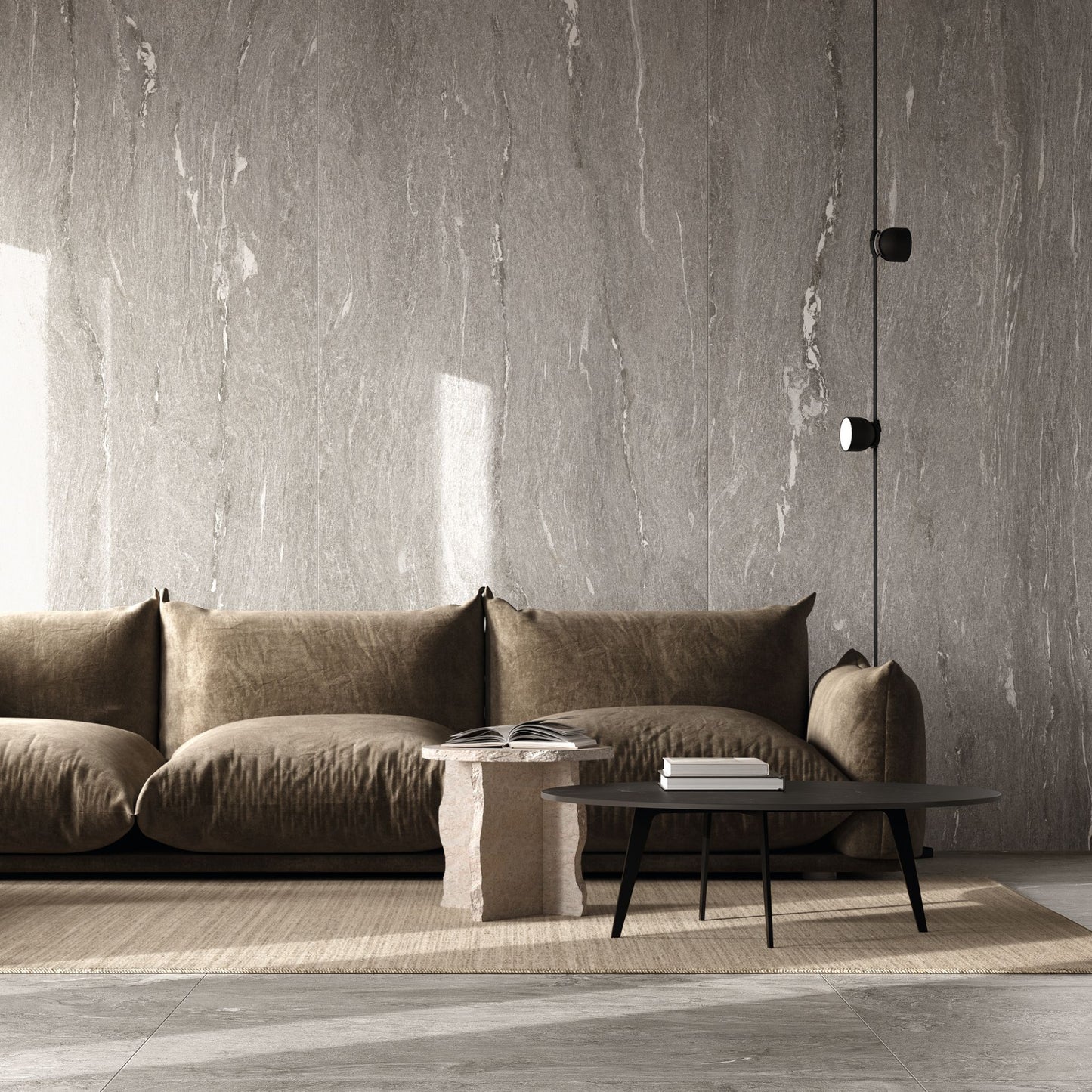 Gres porcellanato ALPINE FONDOVALLE per pavimenti interni effetto pietra con 3D Texture, finitura Real Matt e grandi formati