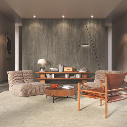 Gres porcellanato ROYAL TRAVERTINO FONDOVALLE effetto pietra 3D texture per pavimenti interni e grandi formati