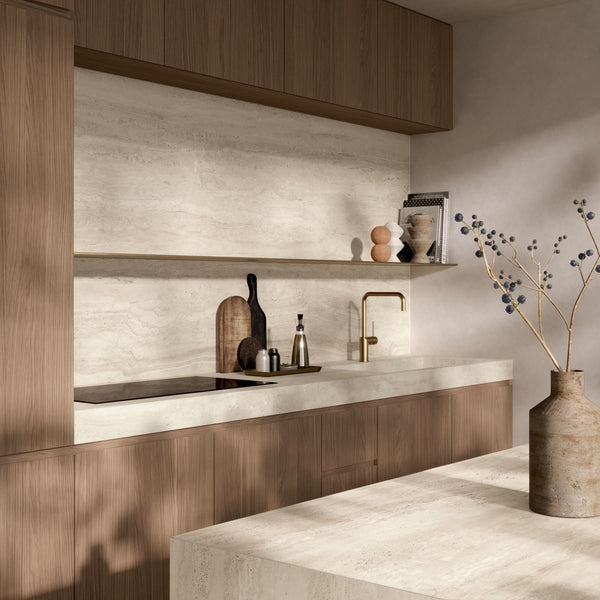 Gres porcellanato ROYAL TRAVERTINO FONDOVALLE effetto pietra 3D texture per pavimenti interni e grandi formati