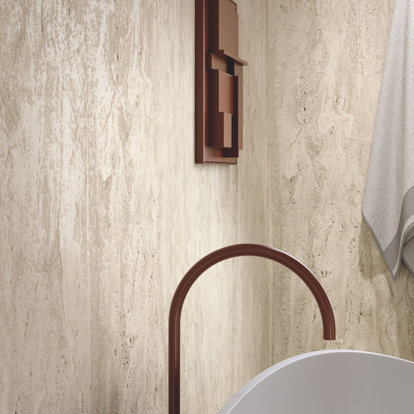 Gres porcellanato ROYAL TRAVERTINO FONDOVALLE effetto pietra 3D texture per pavimenti interni e grandi formati