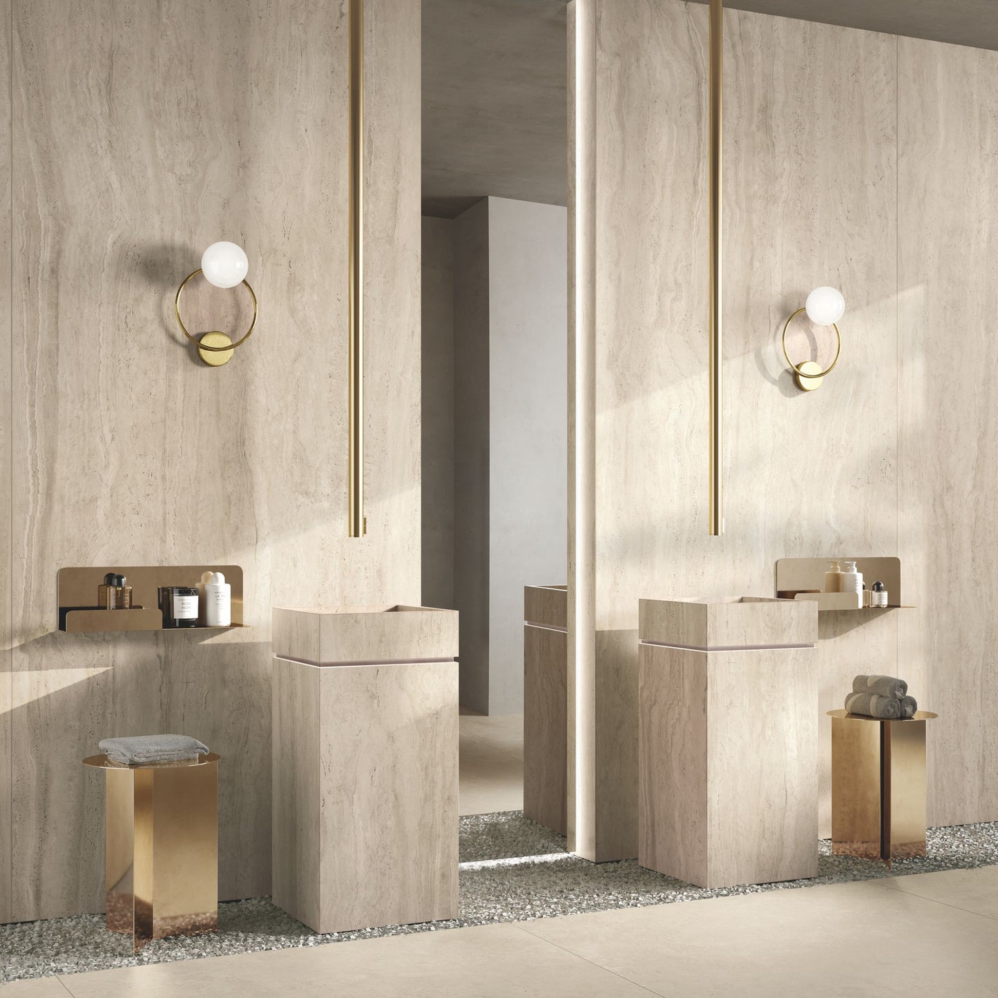 Gres porcellanato ROYAL TRAVERTINO FONDOVALLE effetto pietra 3D texture per pavimenti interni e grandi formati