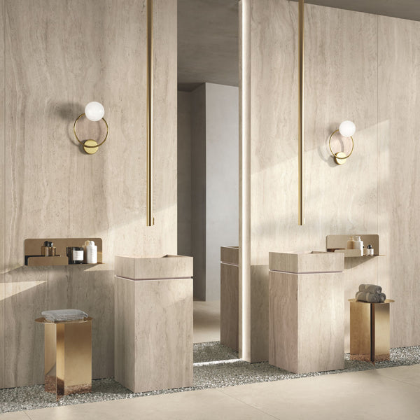 Gres porcellanato ROYAL TRAVERTINO FONDOVALLE effetto pietra 3D texture per pavimenti interni e grandi formati