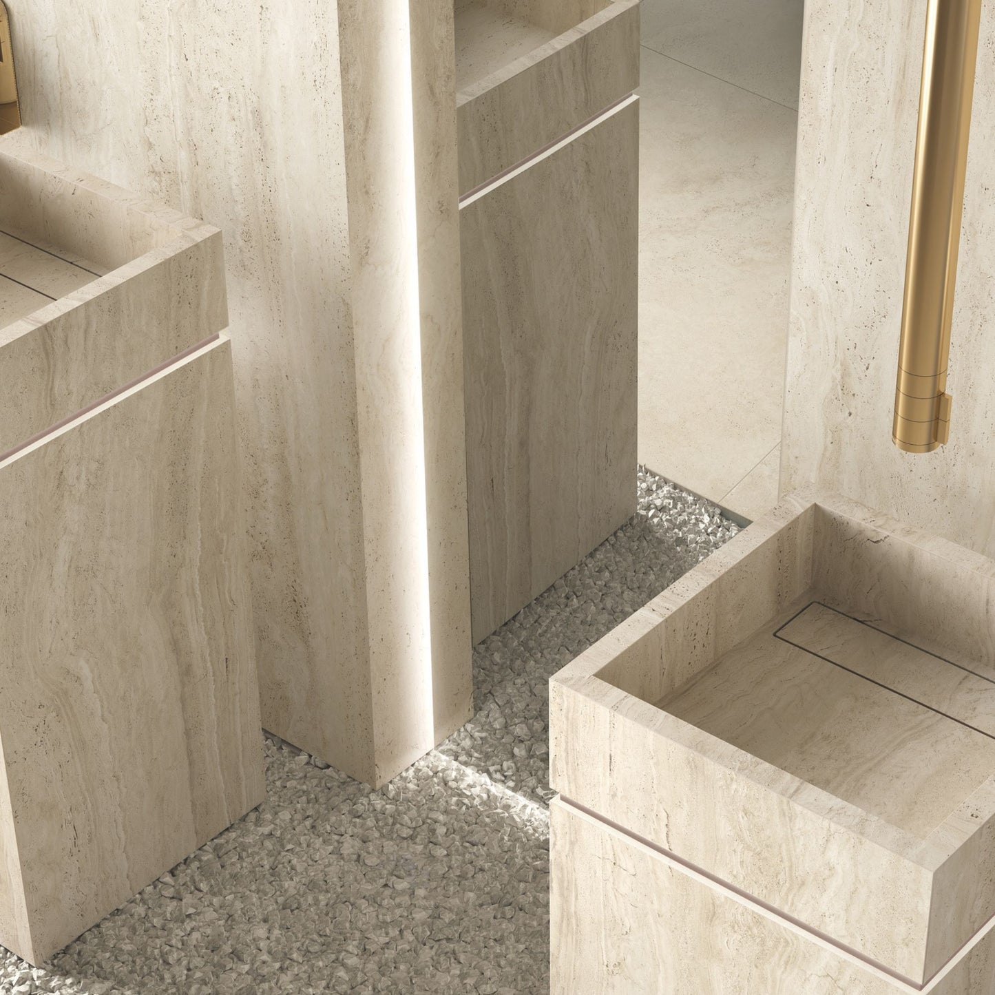 Gres porcellanato ROYAL TRAVERTINO FONDOVALLE effetto pietra 3D texture per pavimenti interni e grandi formati