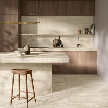 Gres porcellanato ROYAL TRAVERTINO FONDOVALLE effetto pietra 3D texture per pavimenti interni e grandi formati