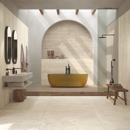 Gres porcellanato ROYAL TRAVERTINO FONDOVALLE effetto pietra 3D texture per pavimenti interni e grandi formati