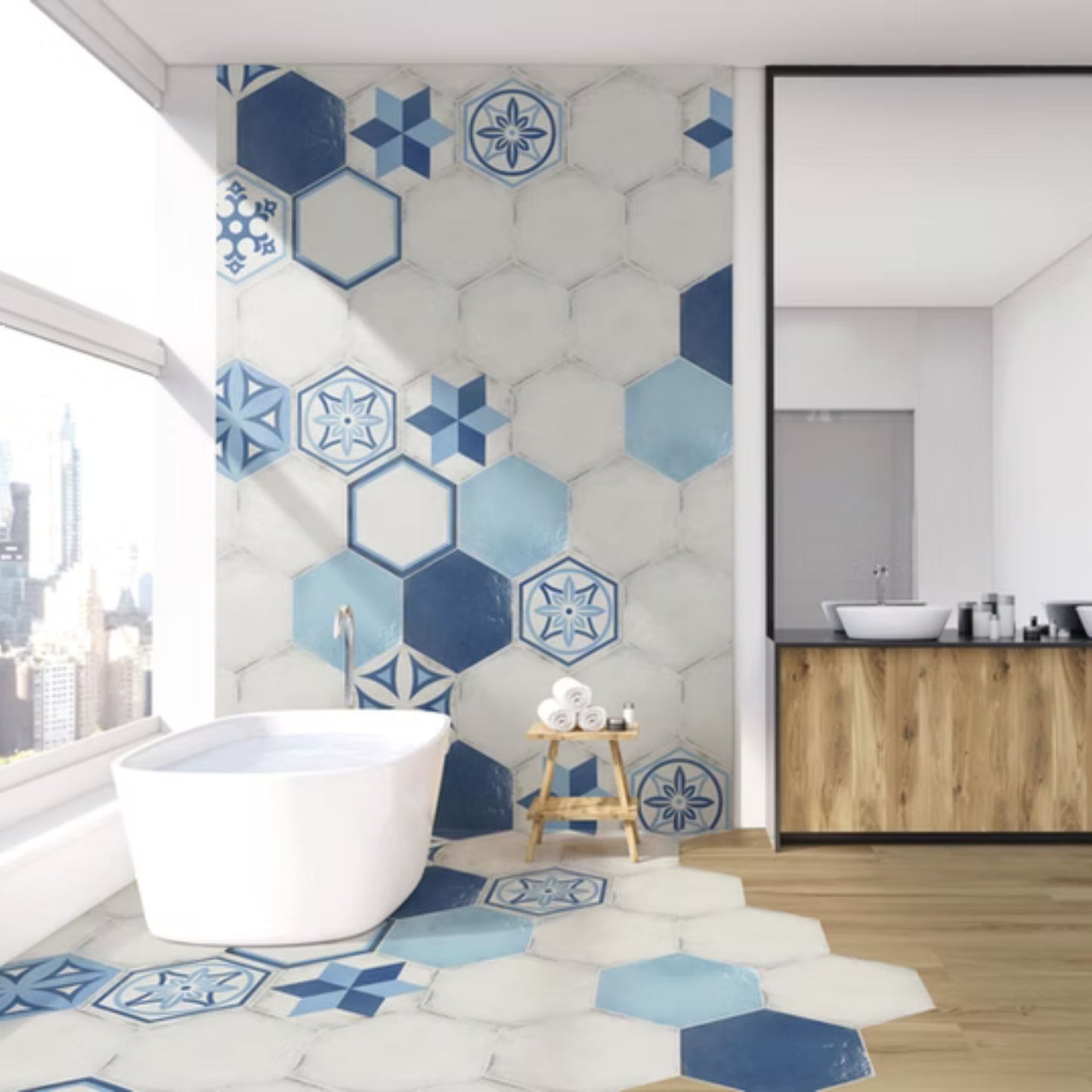 HEXAGON SAVOIA ITALIA gres porcellanato esagonale effetto cemento e cotto moderno per pavimenti e rivestimenti design