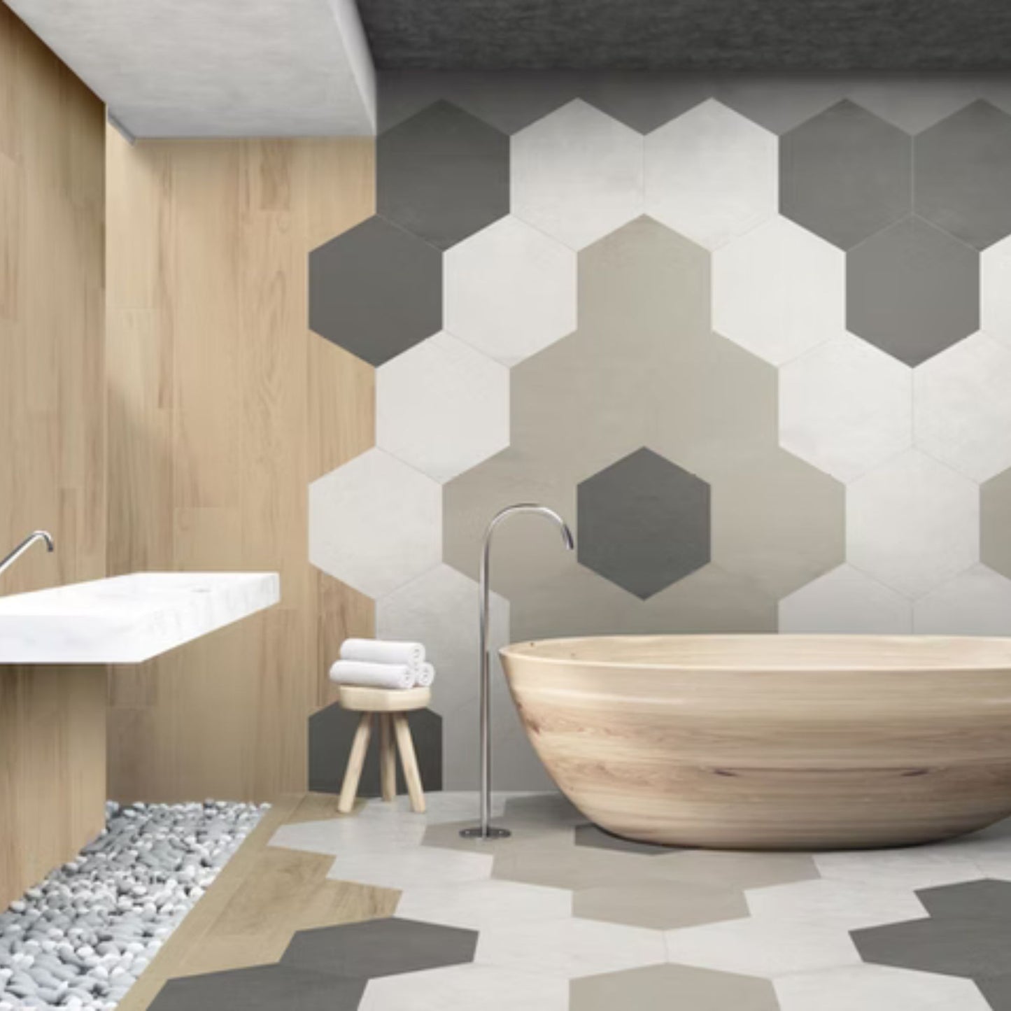 HEXAGON SAVOIA ITALIA gres porcellanato esagonale effetto cemento e cotto moderno per pavimenti e rivestimenti design