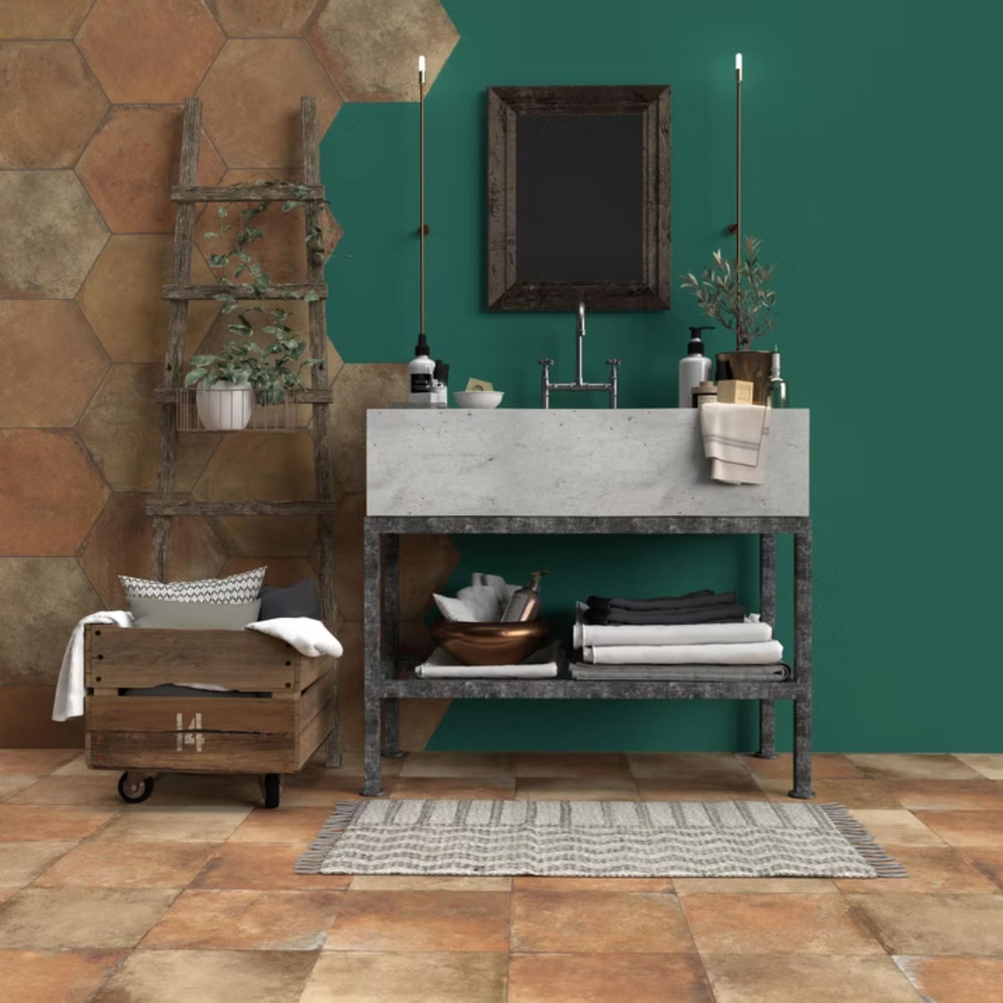 HEXAGON SAVOIA ITALIA gres porcellanato esagonale effetto cemento e cotto moderno per pavimenti e rivestimenti design