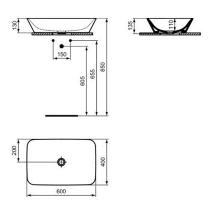 IDEAL STANDARD CONNECT AIR LAVABO BIANCO 600m da appoggio lavandino