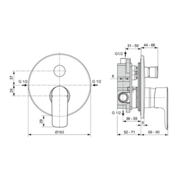 IDEAL STANDARD CONNECT AIR MISCELATORE DOCCIA AD INCASSO CROMATO per vasca