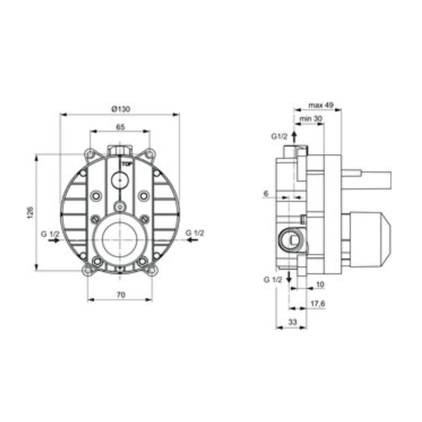 IDEAL STANDARD CORPO AD INCASSO NEUTRO KIT 1 per miscelatore monocomando ad incasso
