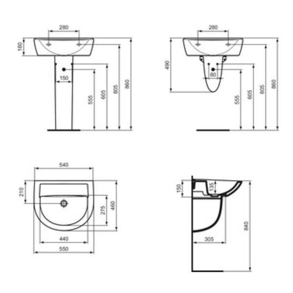 IDEAL STANDARD EUROVIT COLONNA BIANCA per lavabi e lavandini