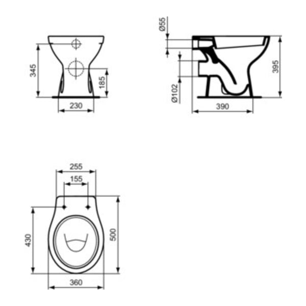 IDEAL STANDARD EUROVIT VASO BIANCO a cacciata a parete “P”