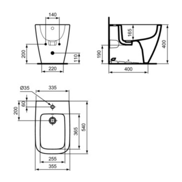 IDEAL STANDARD I.LIFE B BIDET GRIGIO LUCIDO A TERRA filo parete sanitari per bagno