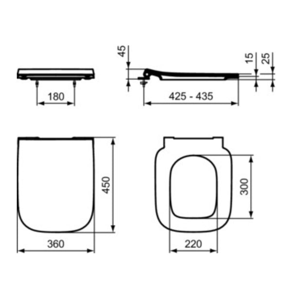 IDEAL STANDARD I.LIFE B SEDILE SLIM GRIGIO LUCIDO CHIUSURA RALLENTATA per vaso wc bagno