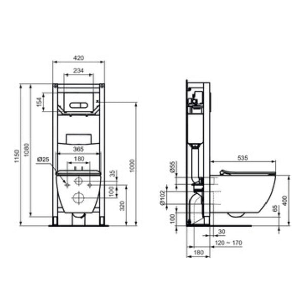 IDEAL STANDARD TESI VASO SOSPESO BIANCO SETA AQUABLADE wc water bagno