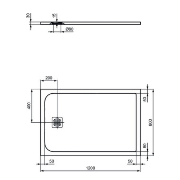 IDEAL STANDARD ULTRAFLAT S PIATTO DOCCIA GRIGIO CEMENTO RETTANGOLARE ultrasottile 120x80cm