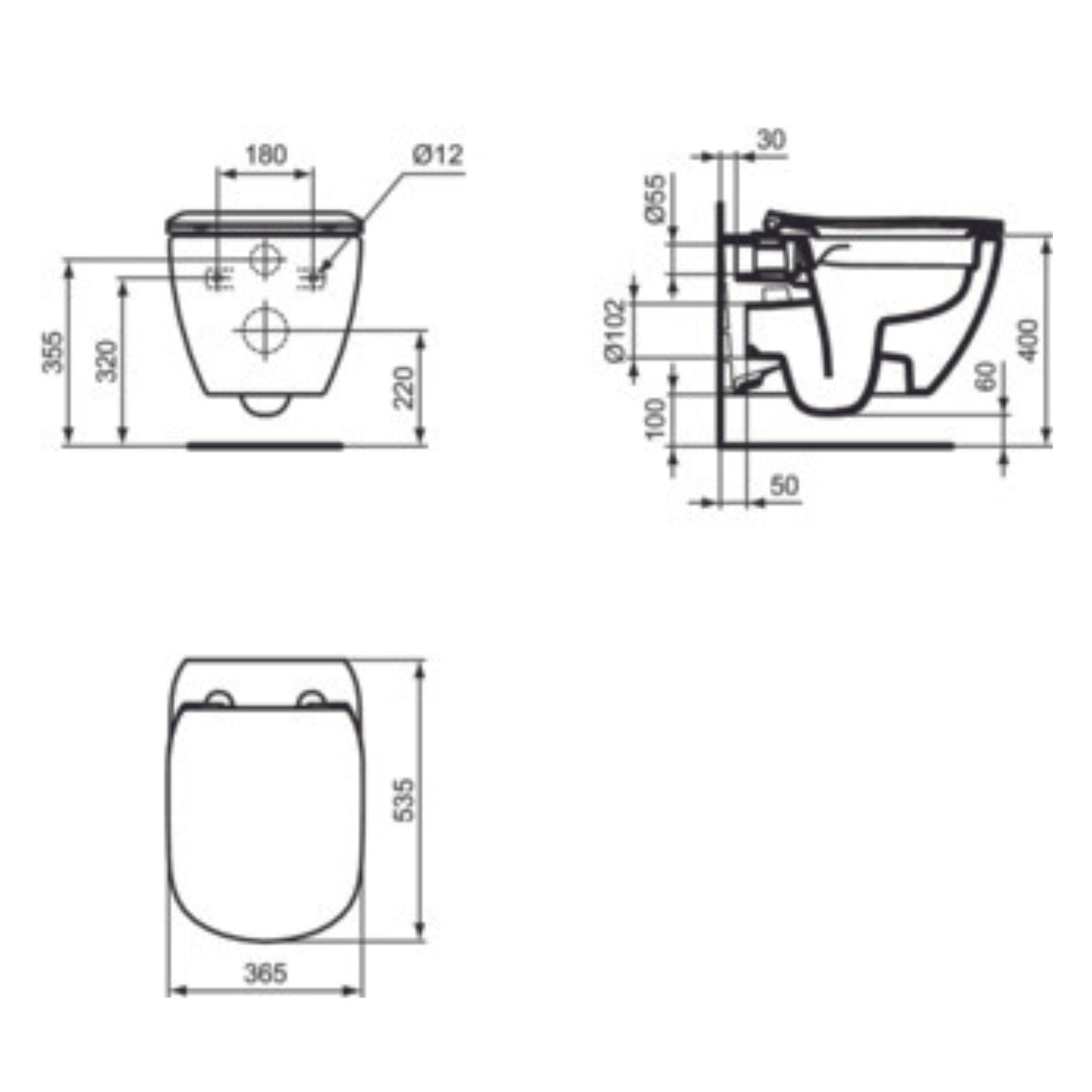 Ideal Standard Tesi Vaso WC sospeso RimLS+ con sedile rallentato