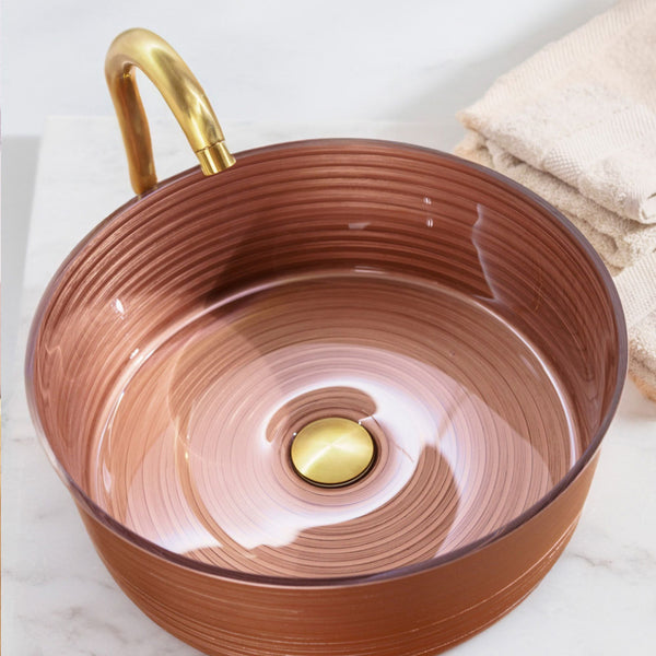 LAVABO CIRCLE in vetro soffiato e resina 39,5ø - CIPÍ Lavandino artigianale Made in Italy, elegante, resistente e decorato a mano