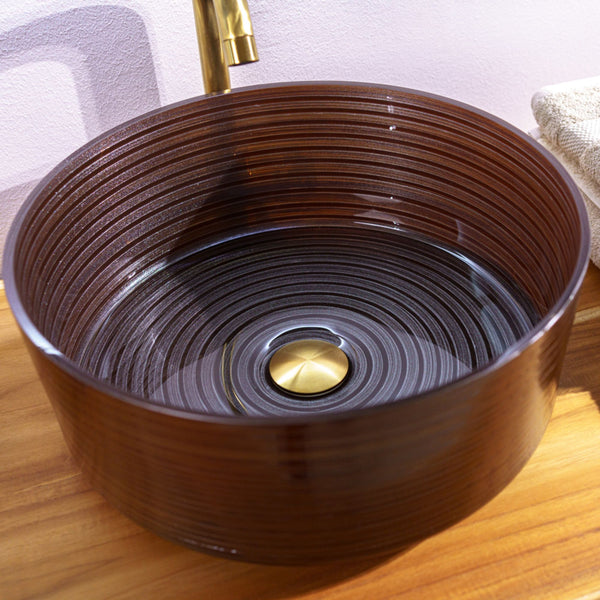 LAVABO CIRCLE in vetro soffiato e resina 39,5ø - CIPÍ Lavandino artigianale Made in Italy, elegante, resistente e decorato a mano