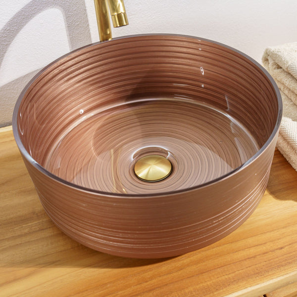 LAVABO CIRCLE in vetro soffiato e resina 39,5ø - CIPÍ Lavandino artigianale Made in Italy, elegante, resistente e decorato a mano