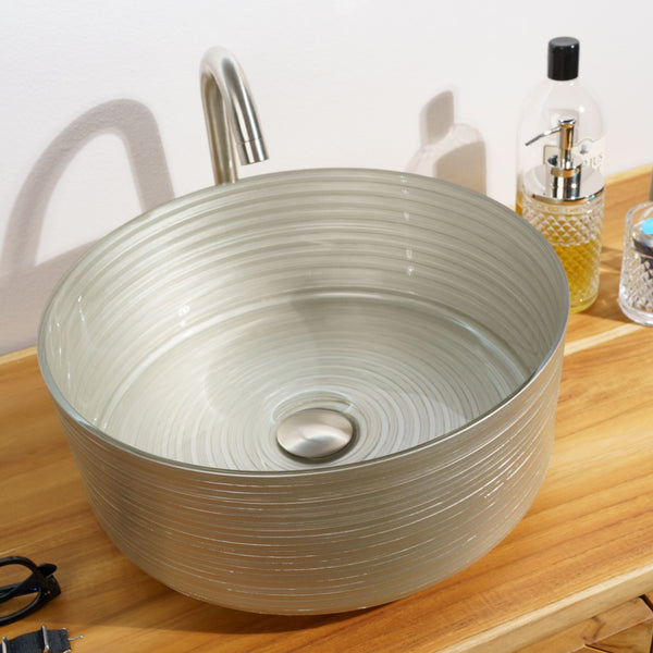 LAVABO CIRCLE in vetro soffiato e resina 39,5ø - CIPÍ Lavandino artigianale Made in Italy, elegante, resistente e decorato a mano