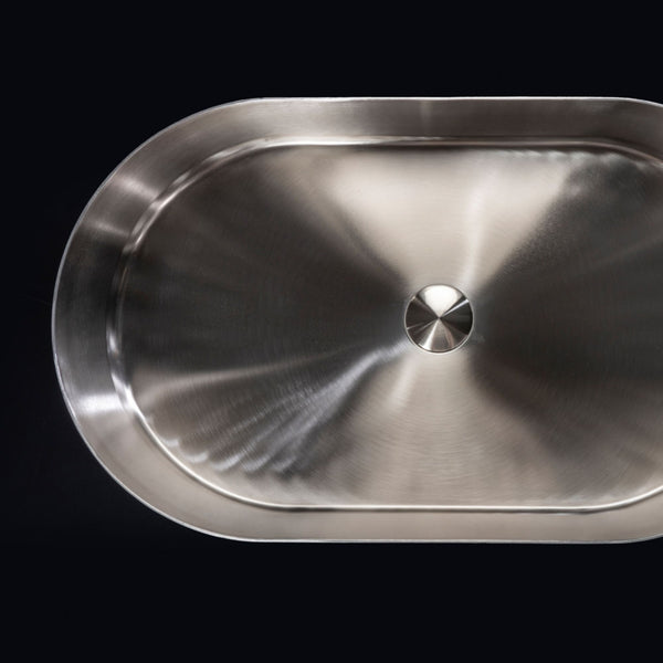 LAVABO FOYER OVALE in acciaio inox PVD - CIPÍ lavandino Design sottile, saldatura invisibile e forma ellittica elegante