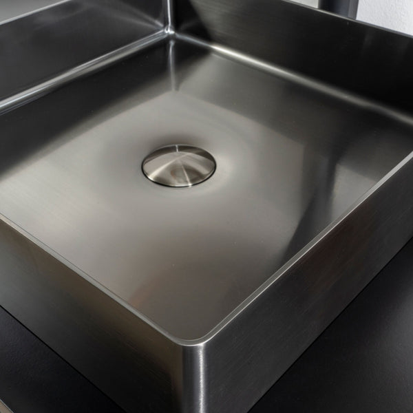 LAVABO FOYER REGULAR da appoggio in acciaio inox PVD - CIPÍ lavandino design minimale, elegante e saldato da un'unica lastra.