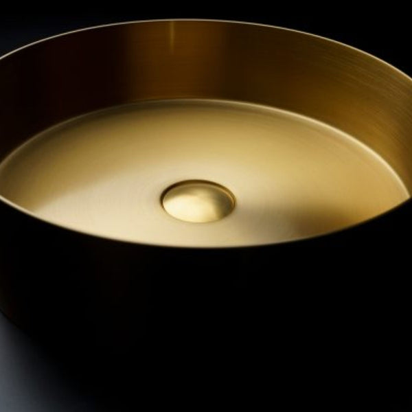 LAVABO FOYER ROUND 38Ø in acciaio inox 3 mm - CIPÍ lavandino tondo con finitura PVD+Nano coating senza saldature
