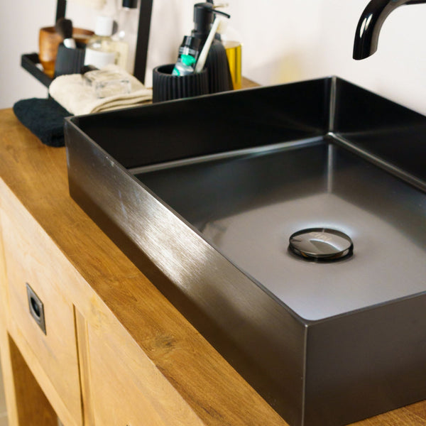 LAVABO FOYER SQUARE in acciaio inox PVD+Nano - CIPÍ lavandino 3 mm di spessore, eleganza e perfezione senza saldature