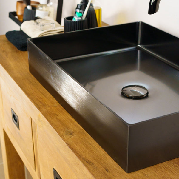 LAVABO FOYER SQUARE in acciaio inox PVD+Nano - CIPÍ lavandino 3 mm di spessore, eleganza e perfezione senza saldature