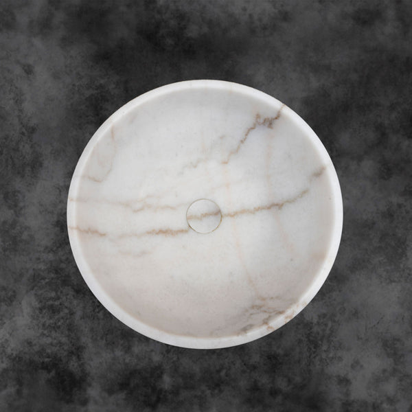 LAVABO FREESTANDING MOON WHITE in marmo bianco ø42x85 cm - CIPÍ lavabo a colonna di lusso
