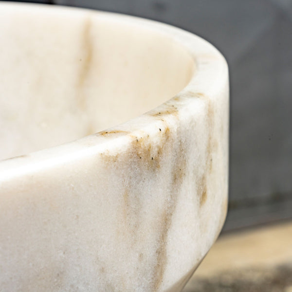 LAVABO FREESTANDING MOON WHITE in marmo bianco ø42x85 cm - CIPÍ lavabo a colonna di lusso