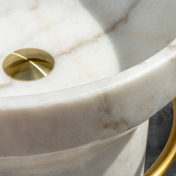 LAVABO FREESTANDING MOON WHITE in marmo bianco ø42x85 cm - CIPÍ lavabo a colonna di lusso