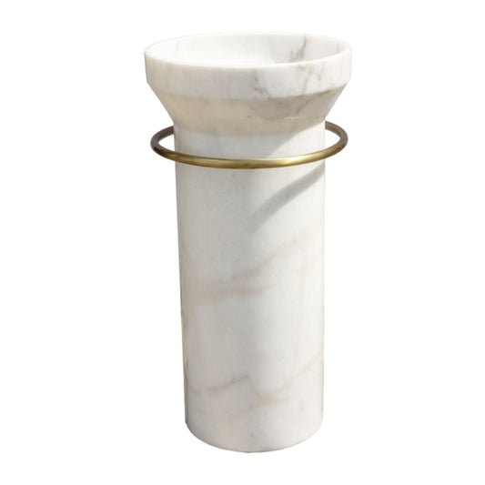 LAVABO FREESTANDING MOON WHITE in marmo bianco ø42x85 cm - CIPÍ lavabo a colonna di lusso