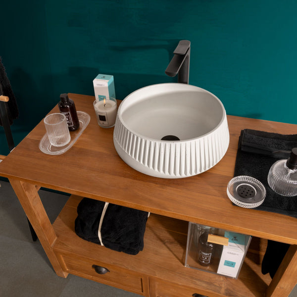 LAVABO GEAR 39Ø in cemento e resina - CIPÍ lavandino stile industrial o urban cottage, finitura materica