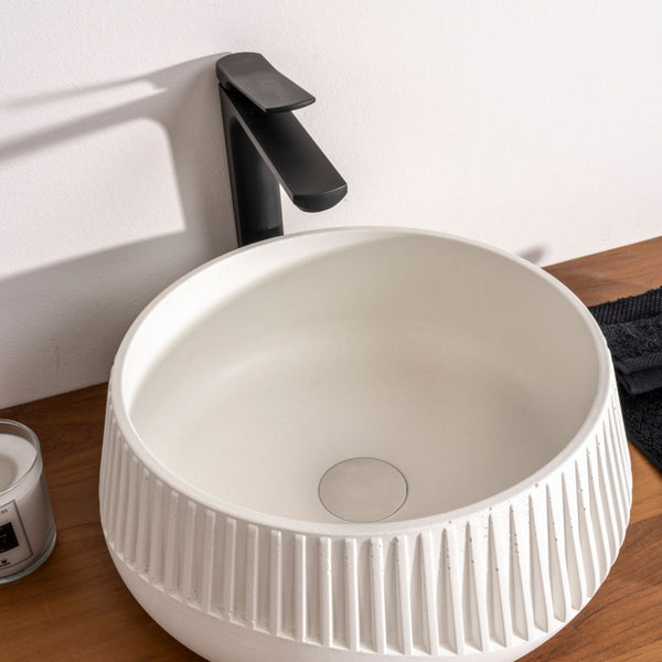 LAVABO GEAR 39Ø in cemento e resina - CIPÍ lavandino stile industrial o urban cottage, finitura materica