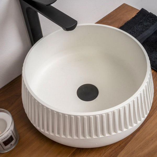 LAVABO GEAR 39Ø in cemento e resina - CIPÍ lavandino stile industrial o urban cottage, finitura materica