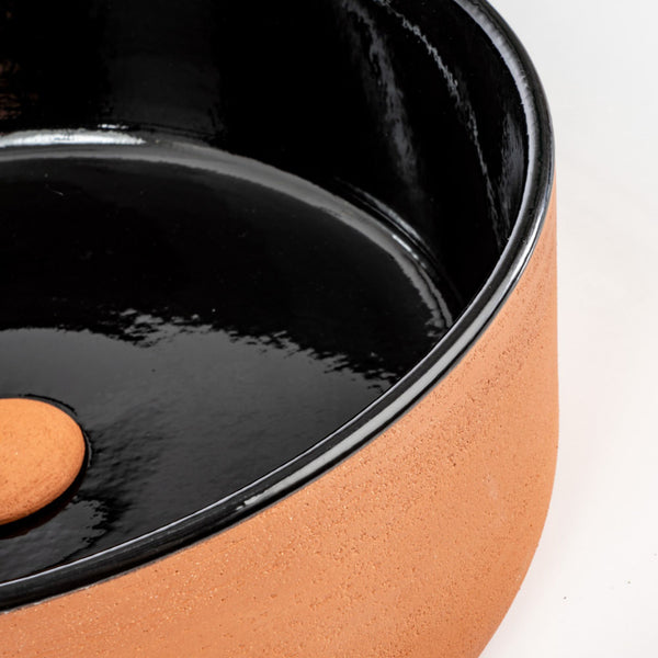 LAVABO INDEX RED IN TERRACOTTA - CIPÍ da appoggio in argilla refrattaria, artigianato Made in Italy
