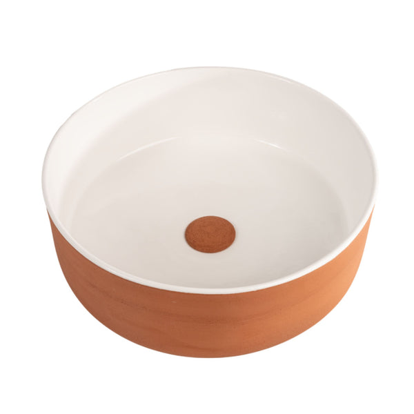 LAVABO INDEX RED IN TERRACOTTA - CIPÍ da appoggio in argilla refrattaria, artigianato Made in Italy