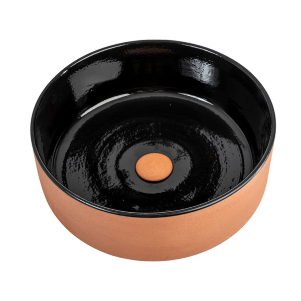 LAVABO INDEX RED IN TERRACOTTA - CIPÍ da appoggio in argilla refrattaria, artigianato Made in Italy