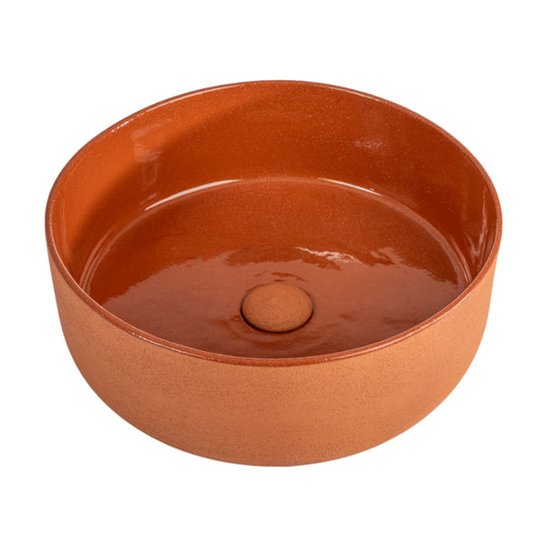 LAVABO INDEX RED IN TERRACOTTA - CIPÍ da appoggio in argilla refrattaria, artigianato Made in Italy