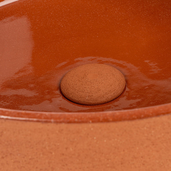 LAVABO INDEX RED IN TERRACOTTA - CIPÍ da appoggio in argilla refrattaria, artigianato Made in Italy