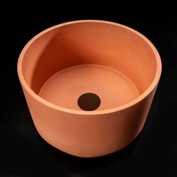 LAVABO MALI ROUND 40Ø in terrazzo Orange - CIPÍ lavandino stile pop, design moderno con fianchi alti per bagni contemporanei