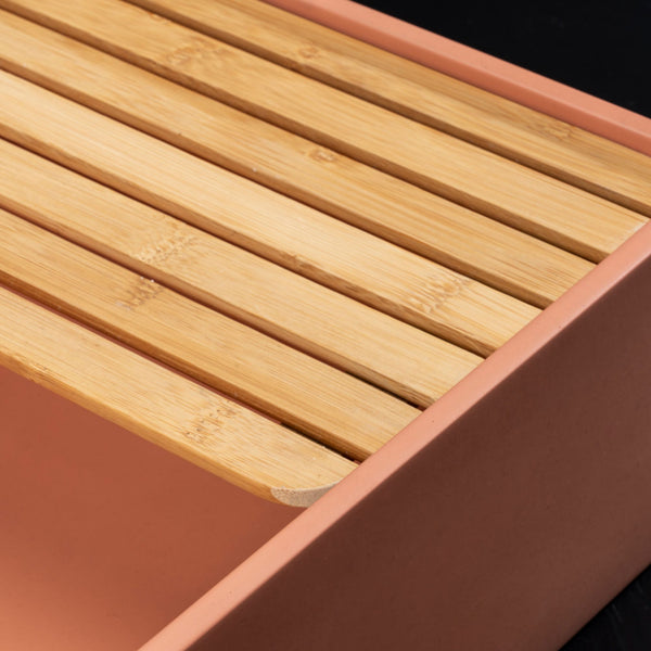 LAVABO MALI VASCA RETTANGOLARE in terrazzo Orange - CIPÍ lavandino con piano in bamboo, stile pop per bagni moderni