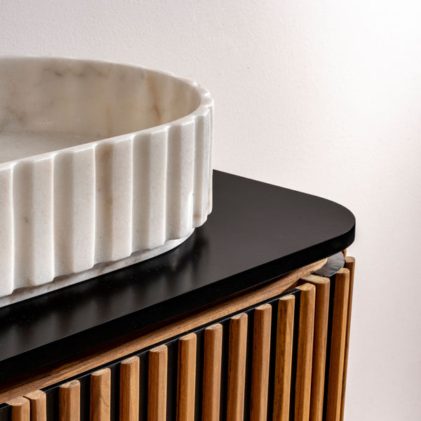 LAVABO MOON WHITE in marmo bianco 55x35x12cm - CIPÍ stile luxury per bagni eleganti