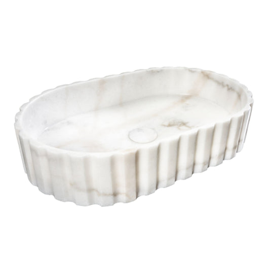 LAVABO MOON WHITE in marmo bianco 55x35x12cm - CIPÍ stile luxury per bagni eleganti