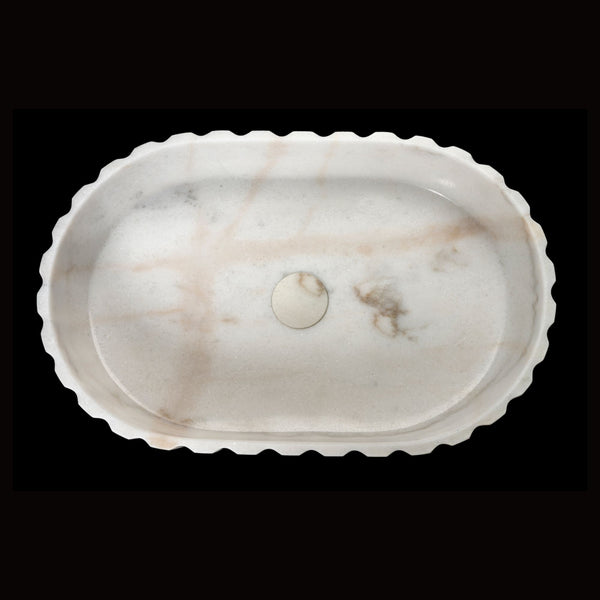 LAVABO MOON WHITE in marmo bianco 55x35x12cm - CIPÍ stile luxury per bagni eleganti